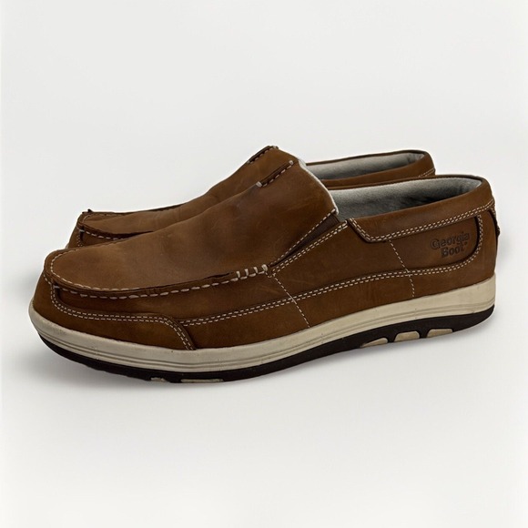 Georgia Boot Tybee Island‎ Slip-On Oxford Size 13 Wide Soft Toe Brown Leather - Picture 1 of 16